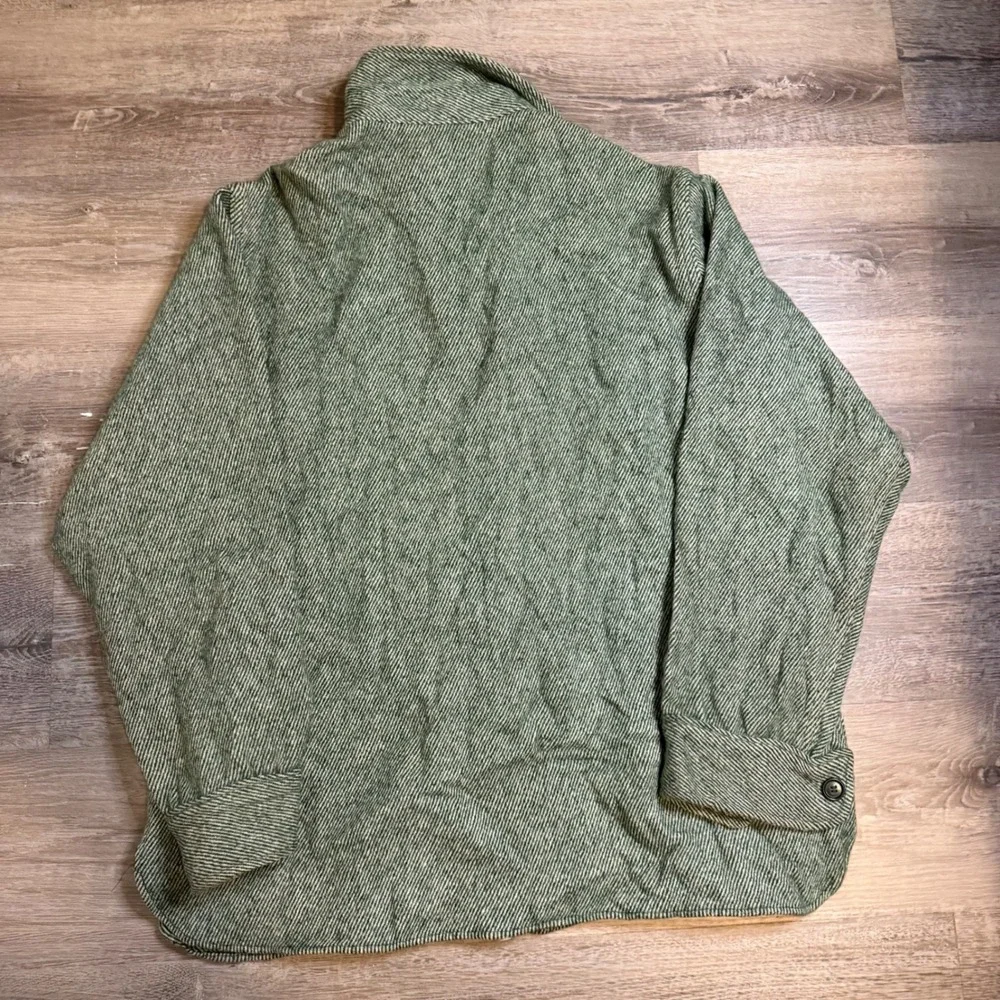 Vintage Woolrich Wool Herringbone Jacket XL Green Twill CPO Shacket Mens